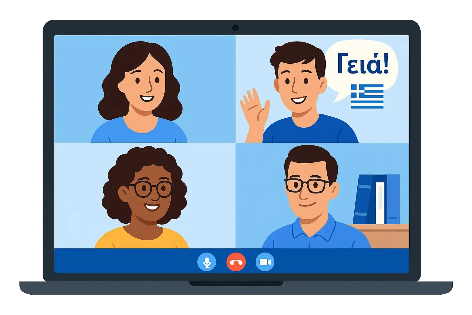 Greek students join an online speaking session